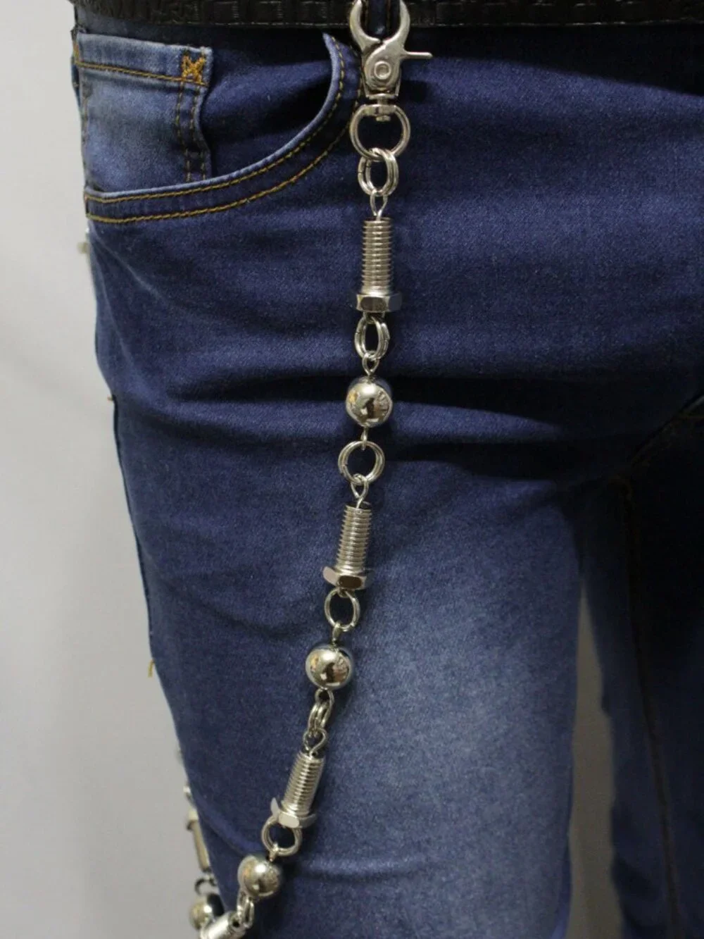 NEW Men Silver Jean Chain Screw Ball Metal Wallet Key Holder Motorcycle Biker 28